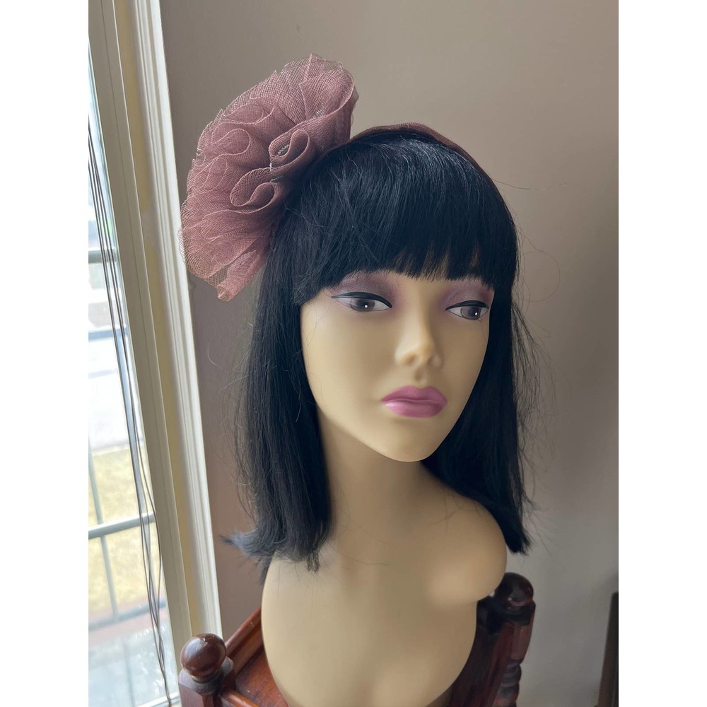 Vintage Fascinator New York Creation Tulle Headpiece from 1940s Brown Flower